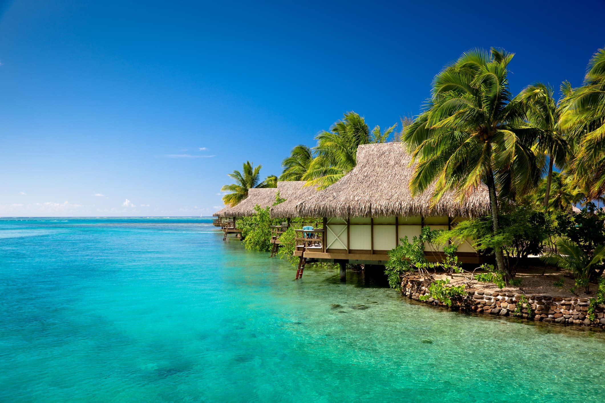 Idyllic island retreat with clear blue water